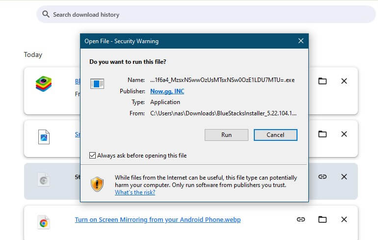 4. From Pop-Up Window, Click on Run Button.